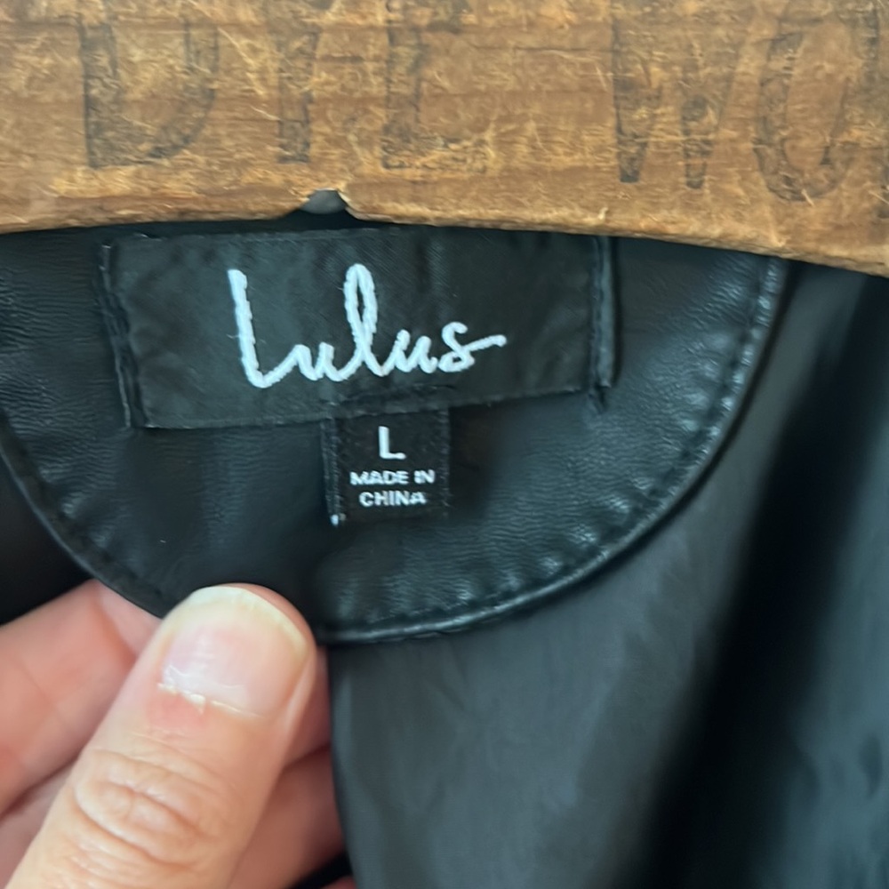 Lulu’s Up on a Tuesday Black Vegan Leather Jacket.  Size Large. - Picture 2 of 14